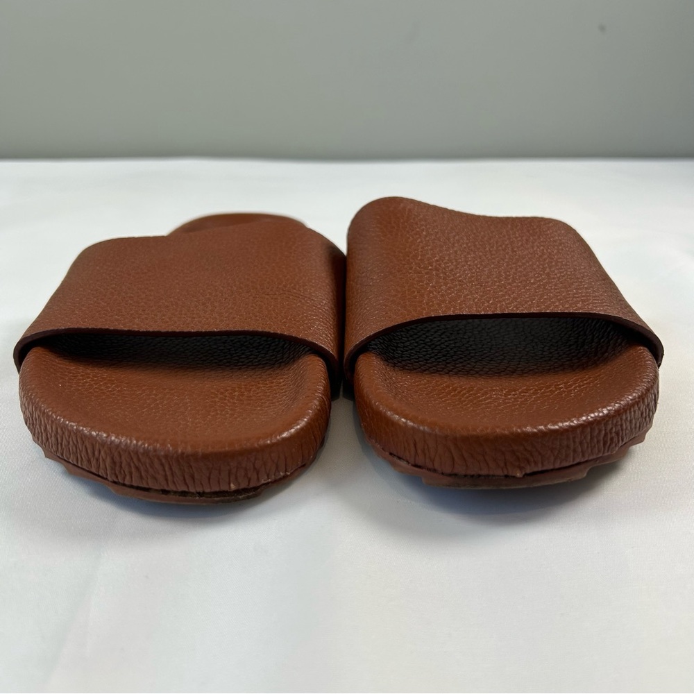 Anthropologie Pebbled Brown Leather Kimbra Slide Sandals Women's Size 11 - Picture 3 of 9